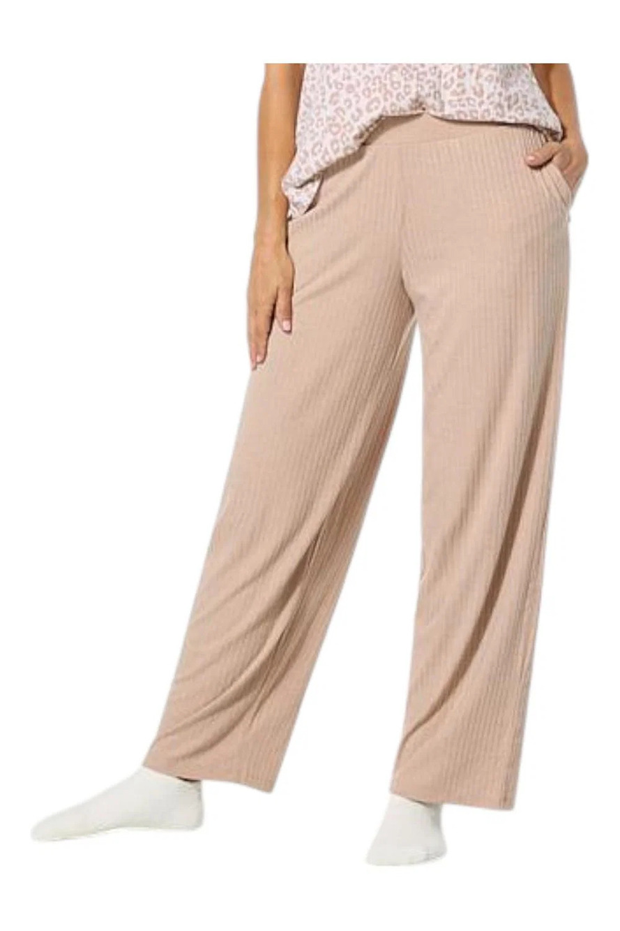 Comfort Code Women's Ribbed Knit Pull-On Lounge Pant Taupe - Regular
